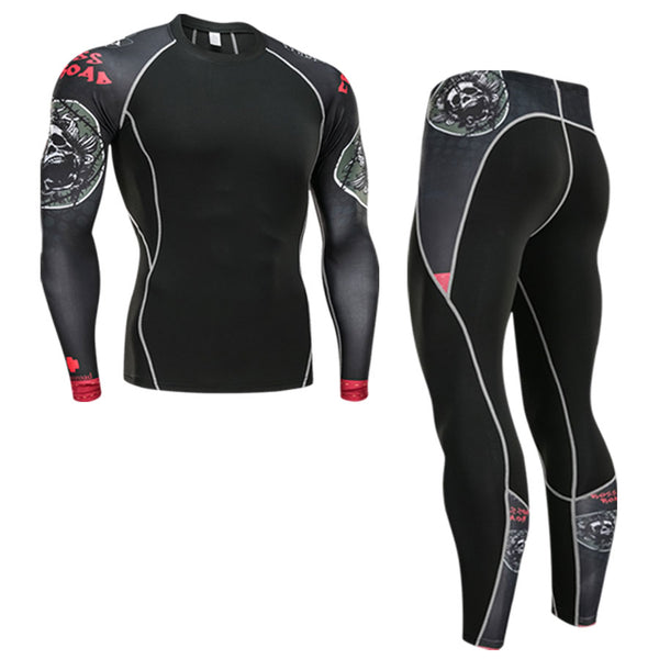 Winter Thermal Underwear Set Men's Sportswear Running Training Warm Base Layer Compression Tights Jogging Suit Men's Gym 2019 - TARAZONE