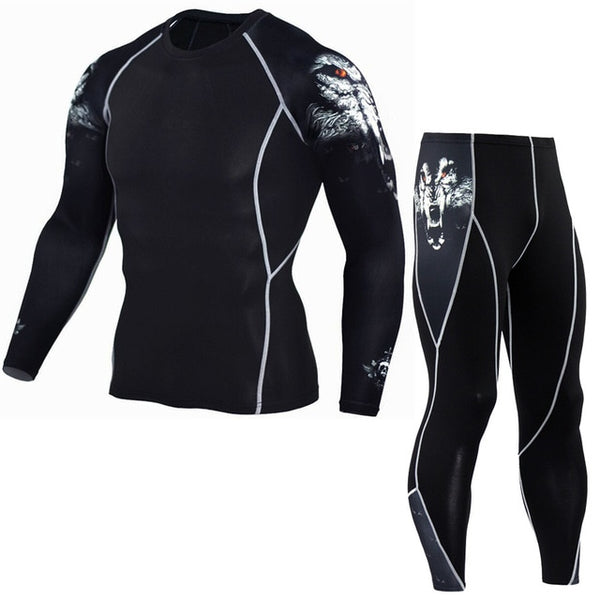 Winter Thermal Underwear Set Men's Sportswear Running Training Warm Base Layer Compression Tights Jogging Suit Men's Gym 2019 - TARAZONE