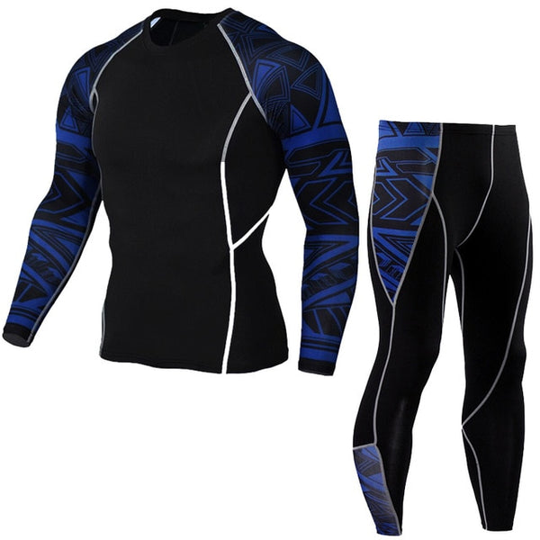 Winter Thermal Underwear Set Men's Sportswear Running Training Warm Base Layer Compression Tights Jogging Suit Men's Gym 2019 - TARAZONE