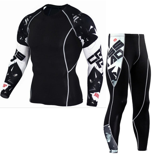 Winter Thermal Underwear Set Men's Sportswear Running Training Warm Base Layer Compression Tights Jogging Suit Men's Gym 2019 - TARAZONE