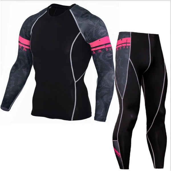 Winter Thermal Underwear Set Men's Sportswear Running Training Warm Base Layer Compression Tights Jogging Suit Men's Gym 2019 - TARAZONE