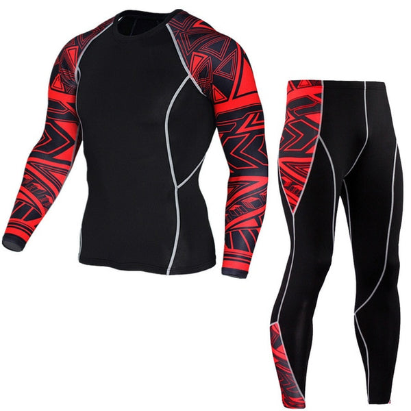 Winter Thermal Underwear Set Men's Sportswear Running Training Warm Base Layer Compression Tights Jogging Suit Men's Gym 2019 - TARAZONE