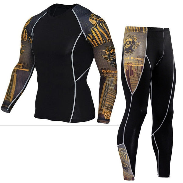 Winter Thermal Underwear Set Men's Sportswear Running Training Warm Base Layer Compression Tights Jogging Suit Men's Gym 2019 - TARAZONE