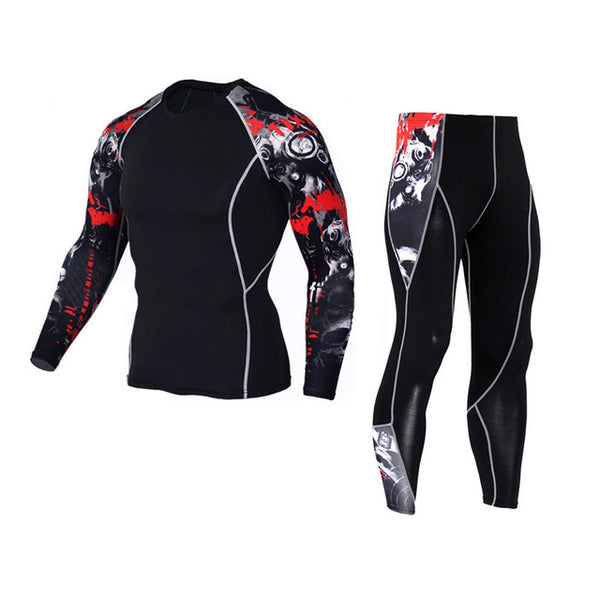 Winter Thermal Underwear Set Men's Sportswear Running Training Warm Base Layer Compression Tights Jogging Suit Men's Gym 2019 - TARAZONE