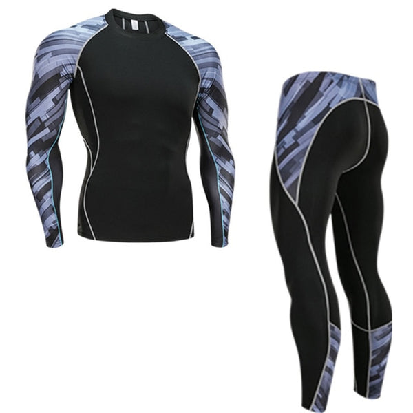 Winter Thermal Underwear Set Men's Sportswear Running Training Warm Base Layer Compression Tights Jogging Suit Men's Gym 2019 - TARAZONE