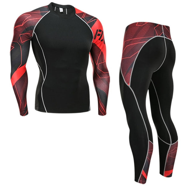 Winter Thermal Underwear Set Men's Sportswear Running Training Warm Base Layer Compression Tights Jogging Suit Men's Gym 2019 - TARAZONE