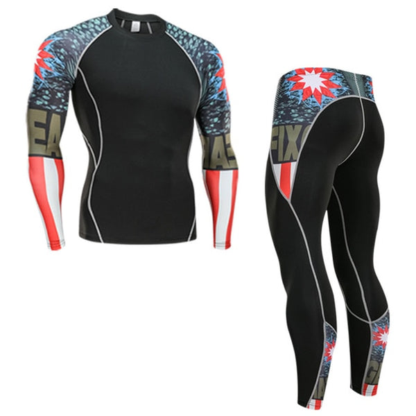 Winter Thermal Underwear Set Men's Sportswear Running Training Warm Base Layer Compression Tights Jogging Suit Men's Gym 2019 - TARAZONE