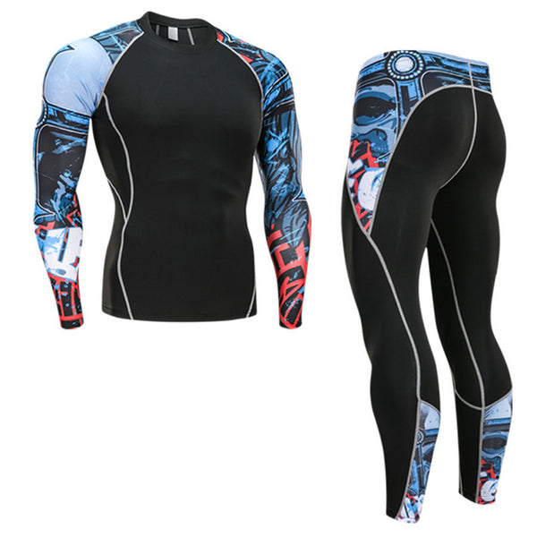 Winter Thermal Underwear Set Men's Sportswear Running Training Warm Base Layer Compression Tights Jogging Suit Men's Gym 2019 - TARAZONE