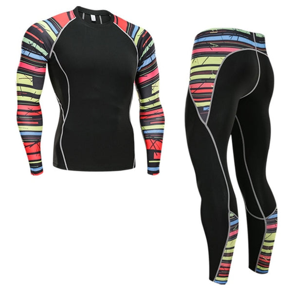 Winter Thermal Underwear Set Men's Sportswear Running Training Warm Base Layer Compression Tights Jogging Suit Men's Gym 2019 - TARAZONE