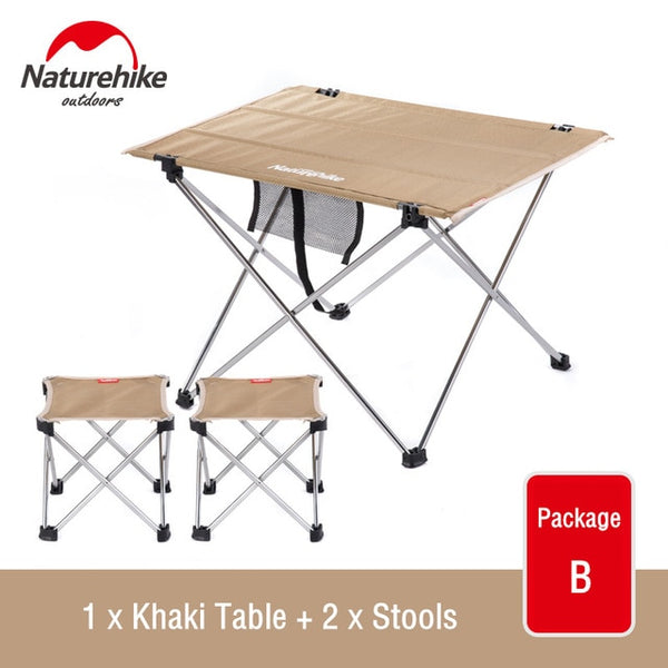 Naturehike Collapsible Lightweight Aluminum Portable Roll Up Outdoor Folding Camping Table Patio Metal Foldable Picnic Table - TARAZONE