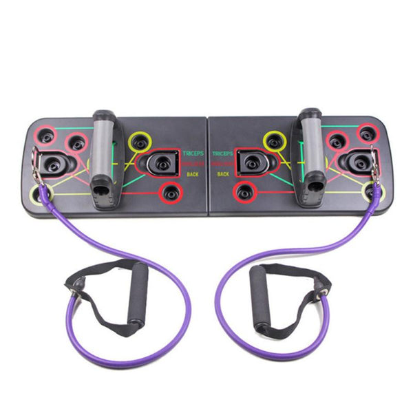 Push Up Rack Push-up Stand Board with Resistance Bands Gym Home Fitness Exercise Sports Body Building Training Tools - TARAZONE