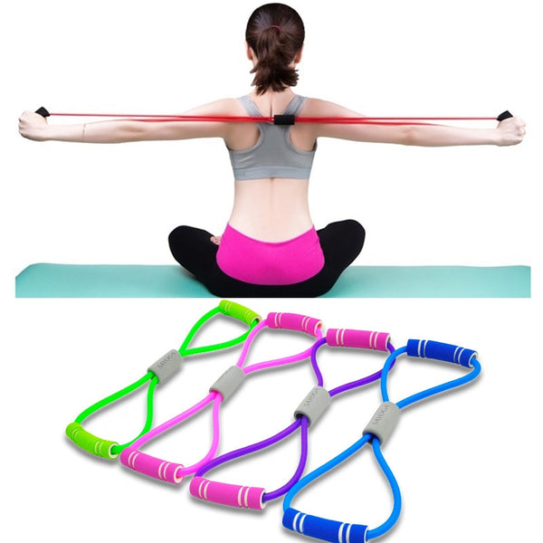 2019 Hot Yoga Gum Fitness Resistance 8 Word Chest Expander Rope Workout Muscle Fitness Rubber Elastic Bands for Sports Exercise - TARAZONE