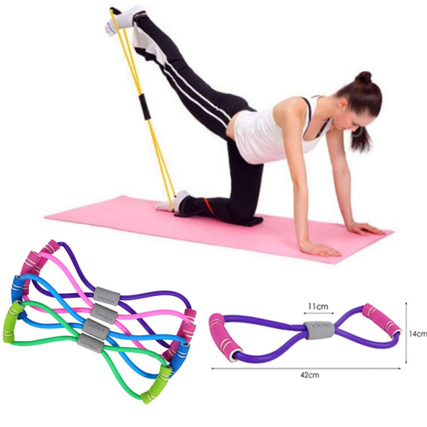 2019 Hot Yoga Gum Fitness Resistance 8 Word Chest Expander Rope Workout Muscle Fitness Rubber Elastic Bands for Sports Exercise - TARAZONE